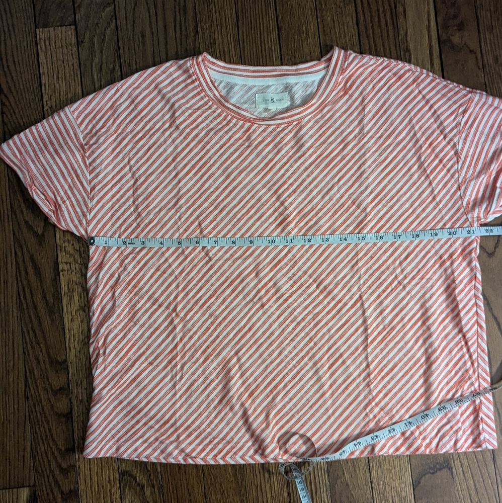 EUC Lou & Grey boxy fit crewneck t-shirt with textured vivid orange stripes - Picture 5 of 7